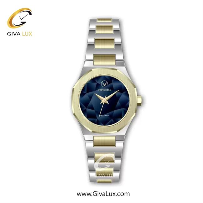 ساعت مچی اورجینال زنانه ویتوریا | Vittoria طلایی | طلایی-نقره ای| سرمه ای| کد رفرنس VT3425