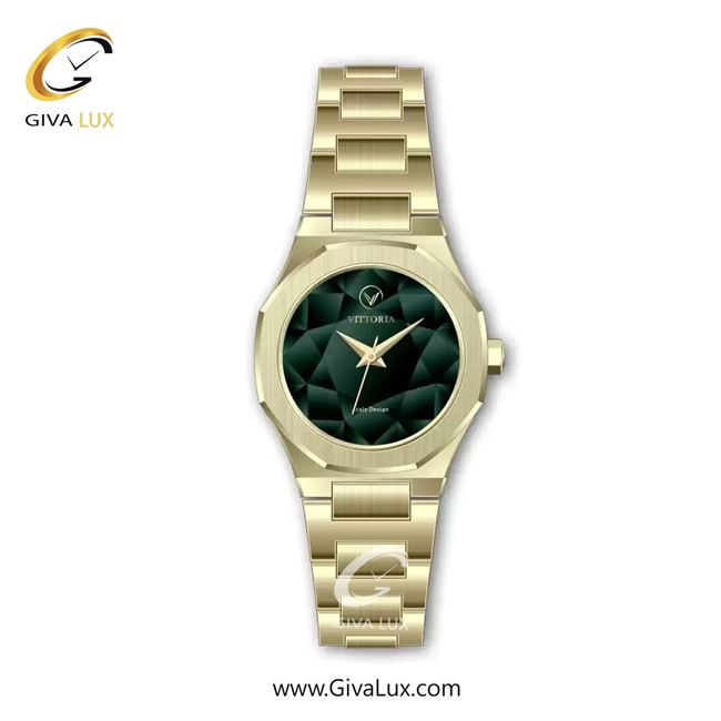 ساعت مچی اورجینال زنانه ویتوریا | Vittoria طلایی | طلایی| سبز یشمی تیره| کد رفرنس VT3425