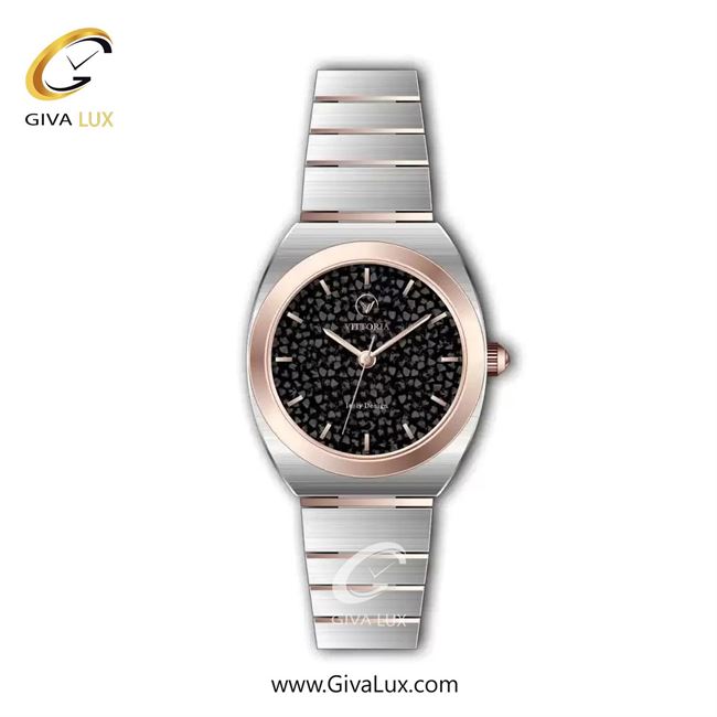 ساعت مچی اورجینال زنانه ویتوریا | Vittoria رزگلد | رزگلد-نقره ای| مشکی| کد رفرنس VT3426