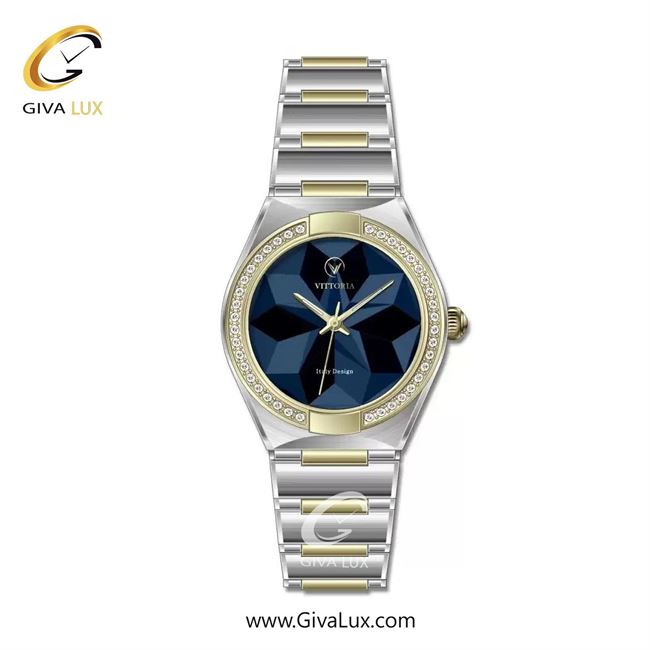 ساعت مچی اورجینال زنانه ویتوریا | Vittoria طلایی | نقره ای-طلایی| سرمه ای| کد رفرنس VT3430