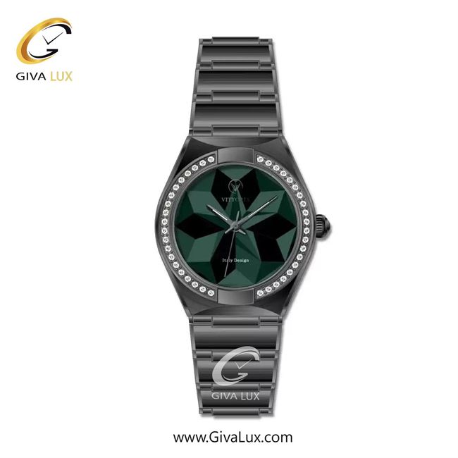 ساعت مچی اورجینال زنانه ویتوریا | Vittoria تیتانیوم | تیتانیوم(زغالی)| سبز یشمی تیره| کد رفرنس VT3430