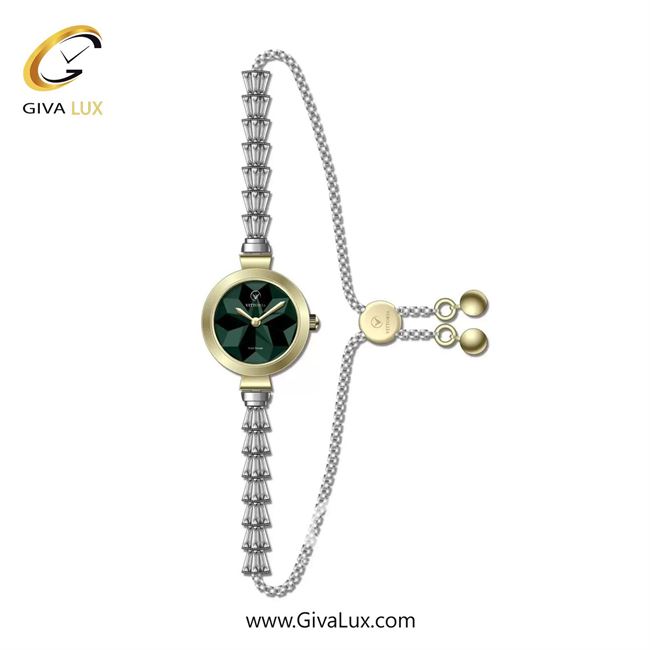 ساعت مچی اورجینال زنانه ویتوریا | Vittoria طلایی | نقره ای| سبز یشمی تیره| کد رفرنس VT3431