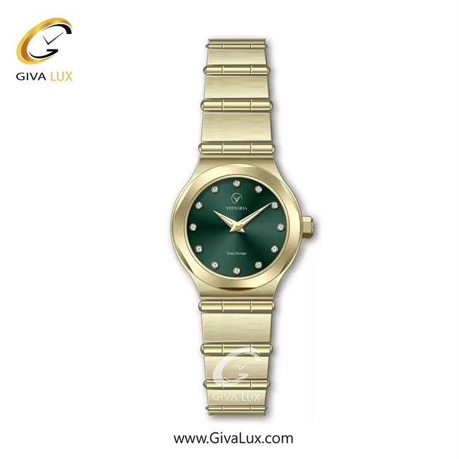 ساعت مچی اورجینال زنانه ویتوریا | Vittoria طلایی | طلایی| سبز یشمی تیره| کد رفرنس VT3434