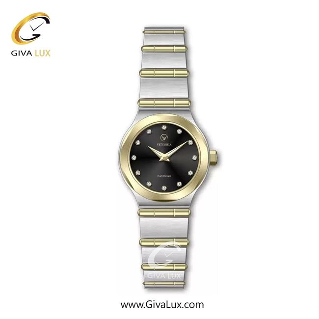 ساعت مچی اورجینال زنانه ویتوریا | Vittoria طلایی | طلایی-نقره ای| مشکی| کد رفرنس VT3434