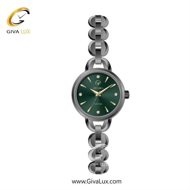 ساعت مچی اورجینال زنانه ویتوریا | Vittoria تیتانیوم | تیتانیوم(زغالی)| سبز یشمی تیره| کد رفرنس VT3435