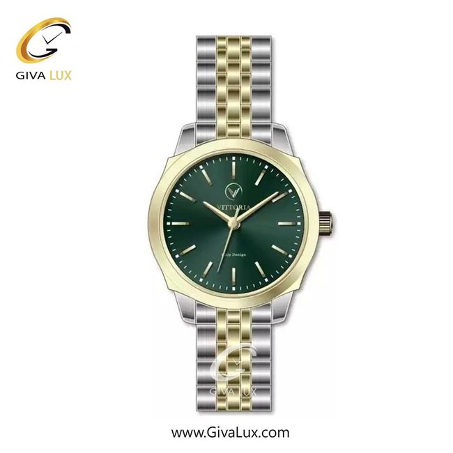 ساعت مچی اورجینال زنانه ویتوریا | Vittoria طلایی | نقره ای-طلایی| سبز یشمی تیره| کد رفرنس VT3438