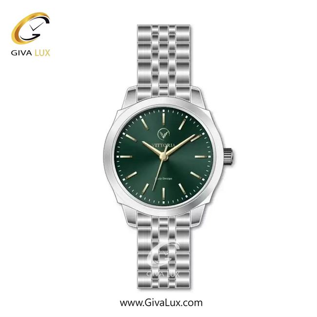 ساعت مچی اورجینال زنانه ویتوریا | Vittoria نقره ای | نقره ای| سبز یشمی تیره| کد رفرنس VT3438