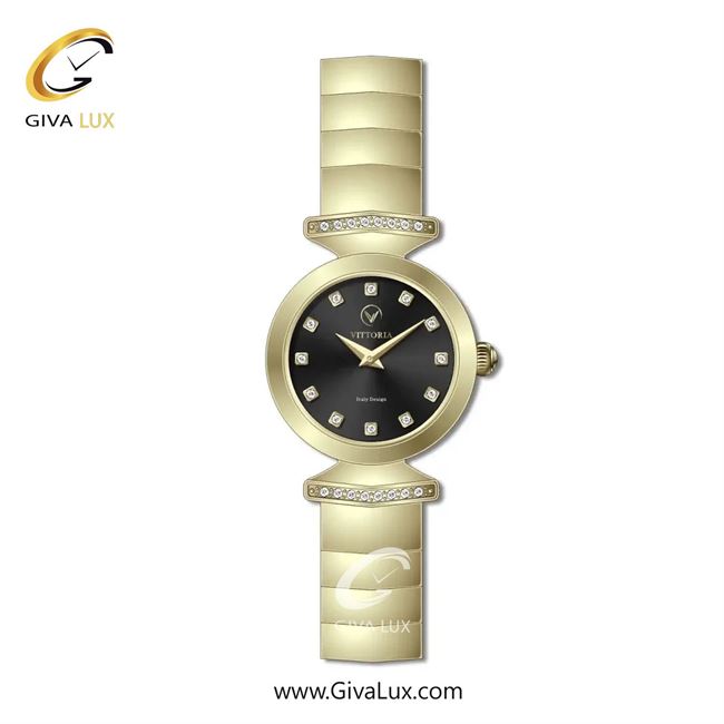 ساعت مچی اورجینال زنانه ویتوریا | Vittoria طلایی | طلایی| مشکی| کد رفرنس VT3439