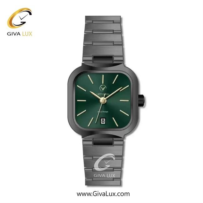 ساعت مچی اورجینال زنانه ویتوریا | Vittoria تیتانیوم | تیتانیوم(زغالی)| سبز یشمی تیره| کد رفرنس VT3440