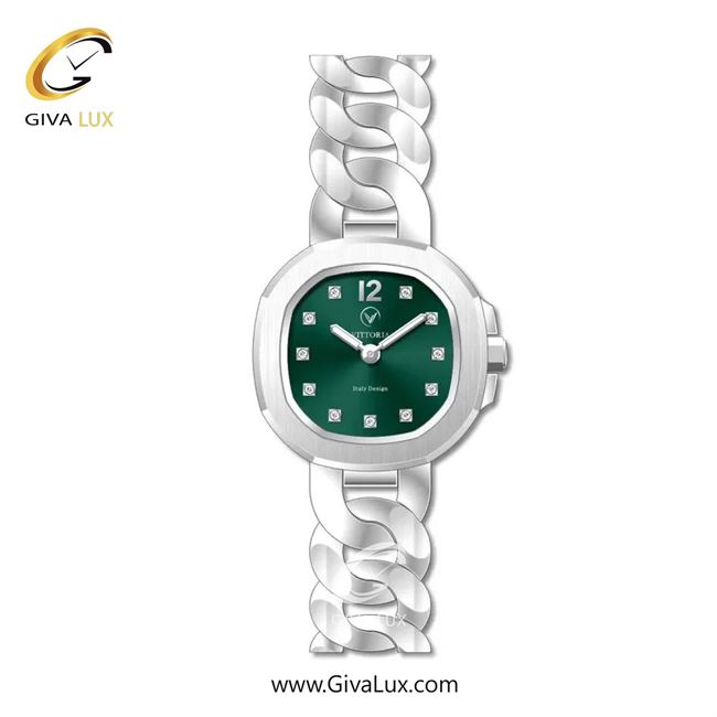 ساعت مچی اورجینال زنانه ویتوریا | Vittoria نقره ای | نقره ای| سبز یشمی تیره| کد رفرنس VT3444