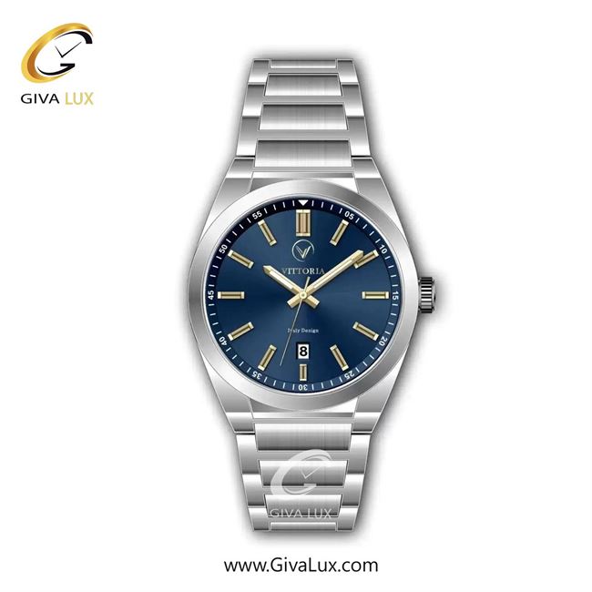 ساعت مچی اورجینال مردانه ویتوریا | Vittoria نقره ای | نقره ای| سرمه ای| کد رفرنس VT3446