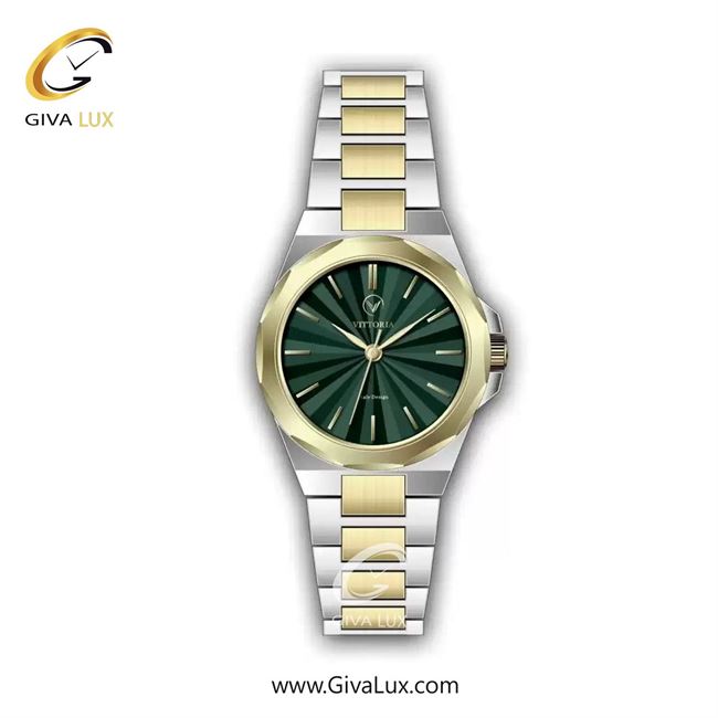 ساعت مچی اورجینال زنانه ویتوریا | Vittoria طلایی | نقره ای-طلایی| سبز یشمی تیره| کد رفرنس VT3447