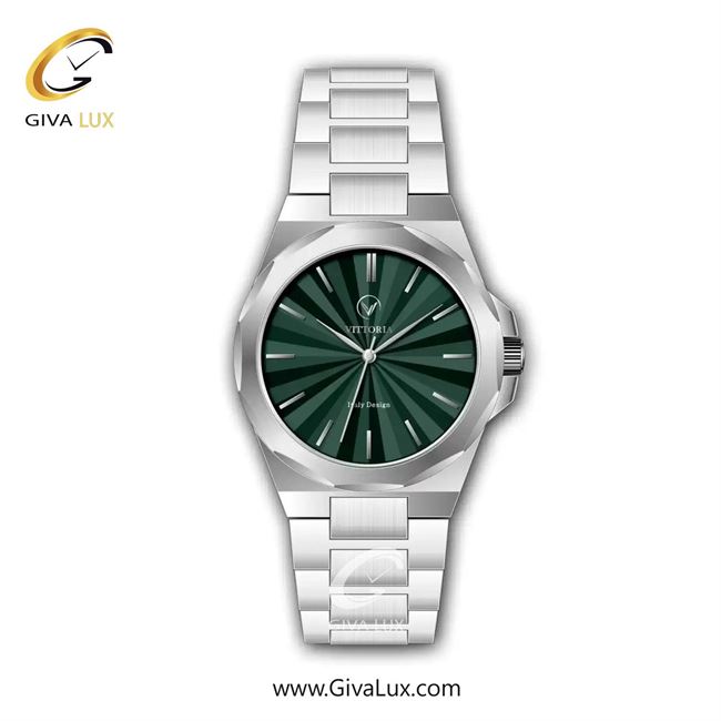 ساعت مچی اورجینال مردانه ویتوریا | Vittoria نقره ای | نقره ای| سبز یشمی تیره| کد رفرنس VT3448