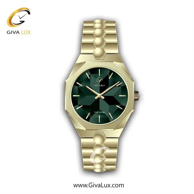 ساعت مچی اورجینال زنانه ویتوریا | Vittoria طلایی | طلایی| سبز یشمی تیره| کد رفرنس VT3449