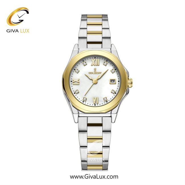 ساعت مچی اورجینال زنانه کلبرت COLBERT طلایی | طلایی-نقره ای| سفید صدفی| کد رفرنس 0345L