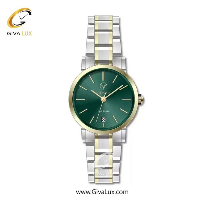 ساعت مچی اورجینال زنانه ویتوریا | Vittoria طلایی | نقره ای-طلایی| سبز یشمی تیره| کد رفرنس VT3452