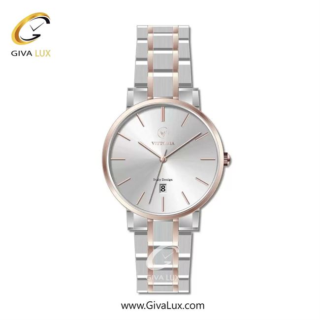 ساعت مچی اورجینال مردانه ویتوریا | Vittoria رزگلد | رزگلد-نقره ای| نقره ای| کد رفرنس VT3453