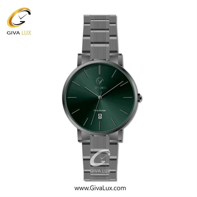 ساعت مچی اورجینال مردانه ویتوریا | Vittoria تیتانیوم | تیتانیوم(زغالی)| سبز یشمی تیره| کد رفرنس VT3453