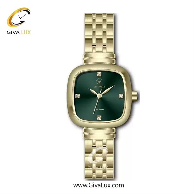 ساعت مچی اورجینال زنانه ویتوریا | Vittoria طلایی | طلایی| سبز یشمی تیره| کد رفرنس VT3455