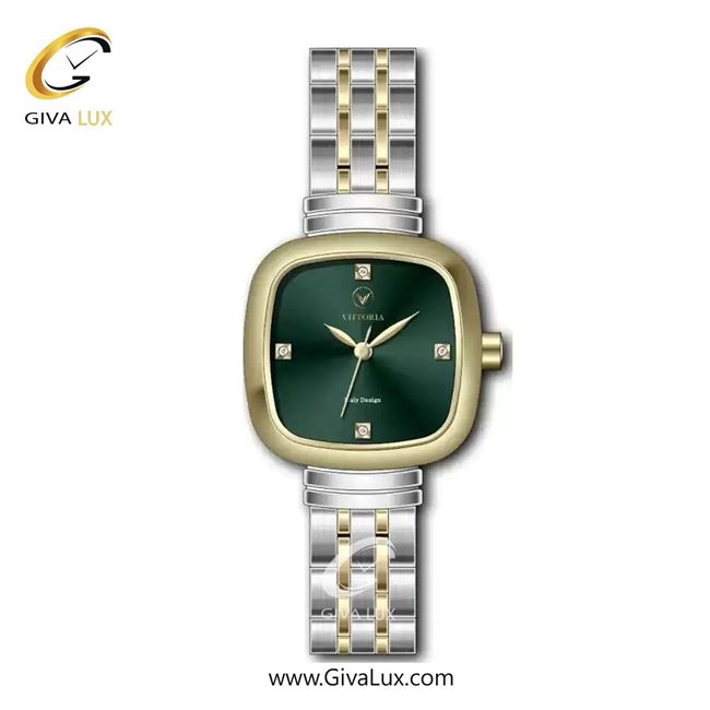 ساعت مچی اورجینال زنانه ویتوریا | Vittoria طلایی | نقره ای-طلایی| سبز یشمی تیره| کد رفرنس VT3455