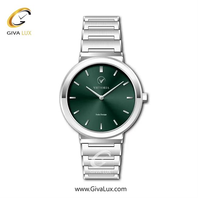 ساعت مچی اورجینال مردانه ویتوریا | Vittoria نقره ای | نقره ای| سبز یشمی تیره| کد رفرنس VT3456G