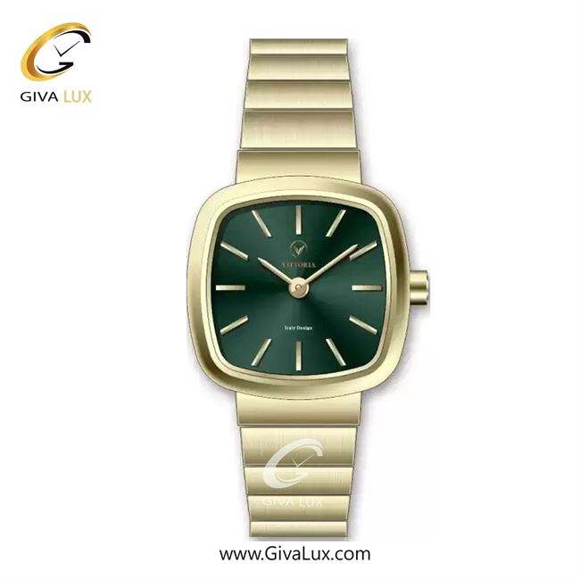 ساعت مچی اورجینال زنانه ویتوریا | Vittoria طلایی | طلایی| سبز یشمی تیره| کد رفرنس VT3457