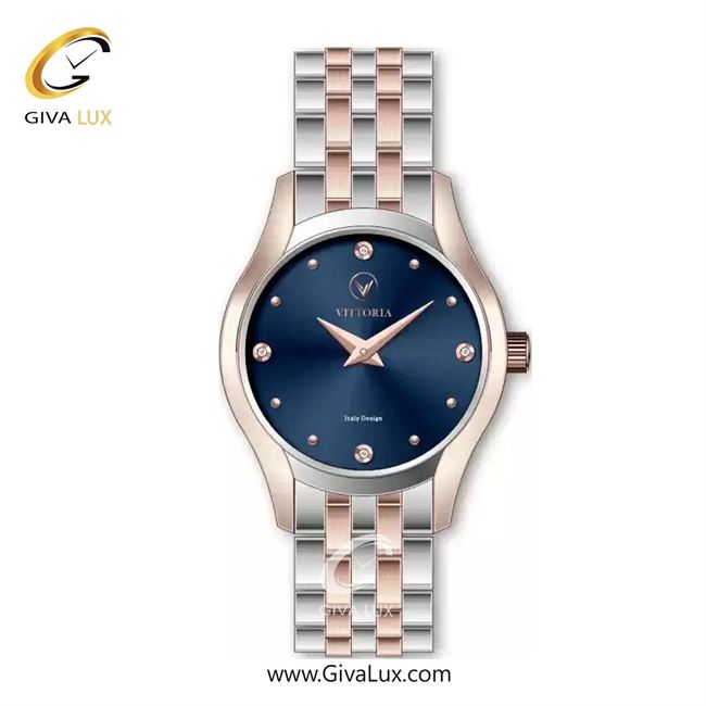 ساعت مچی اورجینال زنانه ویتوریا | Vittoria رزگلد-نقره ای | نقره ای-رزگلد| سرمه ای| کد رفرنس VT3460