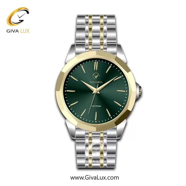 ساعت مچی اورجینال مردانه ویتوریا | Vittoria طلایی | طلایی-نقره ای| سبز یشمی تیره| کد رفرنس VT3461G
