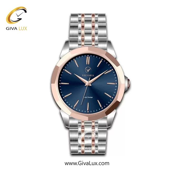 ساعت مچی اورجینال مردانه ویتوریا | Vittoria رزگلد | نقره ای-رزگلد| سرمه ای| کد رفرنس VT3461G