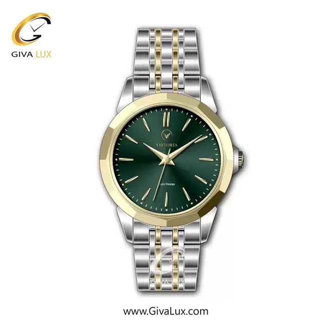 ساعت مچی اورجینال زنانه ویتوریا | Vittoria طلایی | طلایی-نقره ای| سبز یشمی تیره| کد رفرنس VT3461L