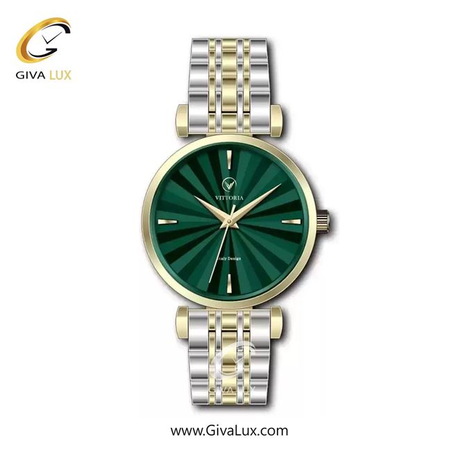 ساعت مچی اورجینال زنانه ویتوریا | Vittoria طلایی | نقره ای-طلایی| سبز یشمی تیره| کد رفرنس VT3462L