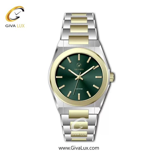ساعت مچی اورجینال مردانه ویتوریا | Vittoria طلایی | نقره ای-طلایی| سبز یشمی تیره| کد رفرنس VT3463G