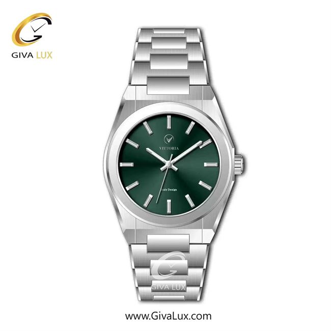 ساعت مچی اورجینال مردانه ویتوریا | Vittoria نقره ای | نقره ای| سبز یشمی تیره| کد رفرنس VT3463G