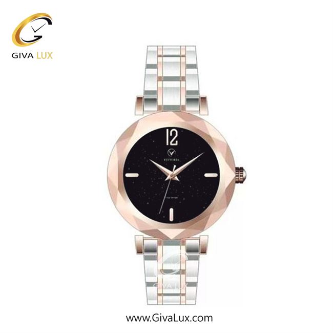 ساعت مچی اورجینال زنانه ویتوریا | Vittoria رزگلد | رزگلد-نقره ای| مشکی| کد رفرنس VT3464