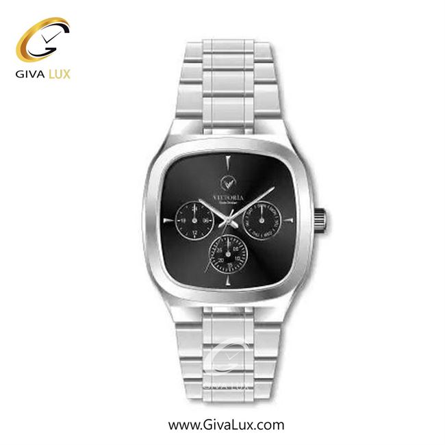 ساعت مچی اورجینال مردانه ویتوریا | Vittoria سه موتوره فول تایم نقره ای | نقره ای| مشکی| کد رفرنس VT3466G
