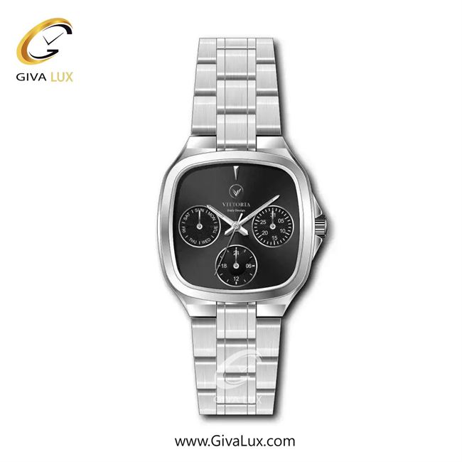 ساعت مچی اورجینال زنانه ویتوریا | Vittoria سه موتوره فول تایم نقره ای | نقره ای| مشکی| کد رفرنس VT3466L