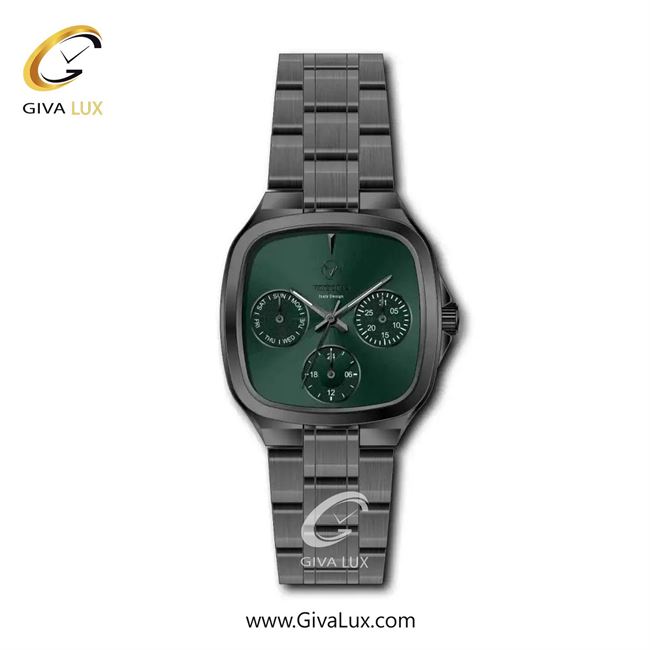 ساعت مچی اورجینال زنانه ویتوریا | Vittoria سه موتوره فول تایم تیتانیوم | تیتانیوم(زغالی)| سبز یشمی تیره| کد رفرنس VT3466L
