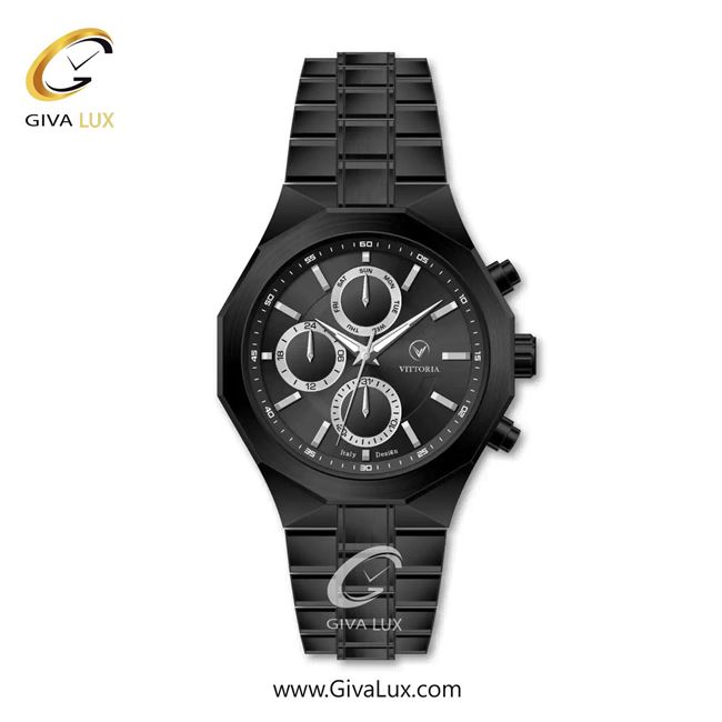ساعت مچی اورجینال مردانه ویتوریا | Vittoria سه موتوره فول تایم مشکی | مشکی| مشکی| کد رفرنس VT3469