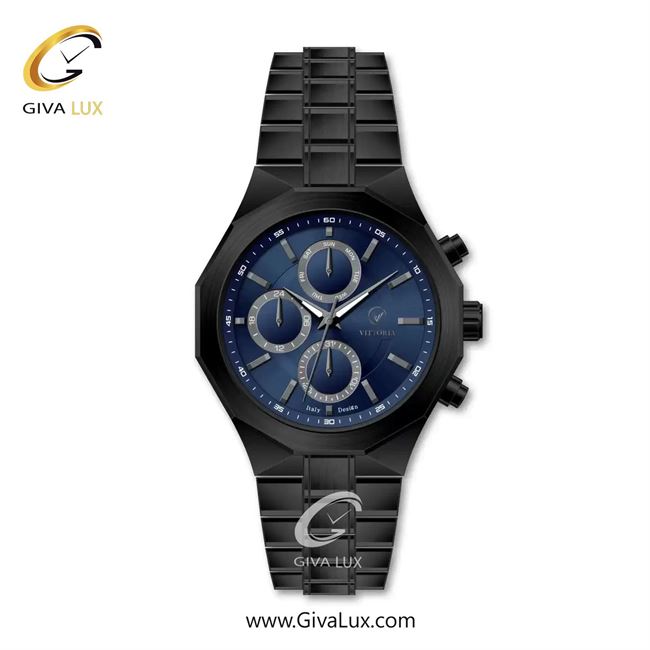 ساعت مچی اورجینال مردانه ویتوریا | Vittoria سه موتوره فول تایم مشکی | مشکی| سرمه ای| کد رفرنس VT3469