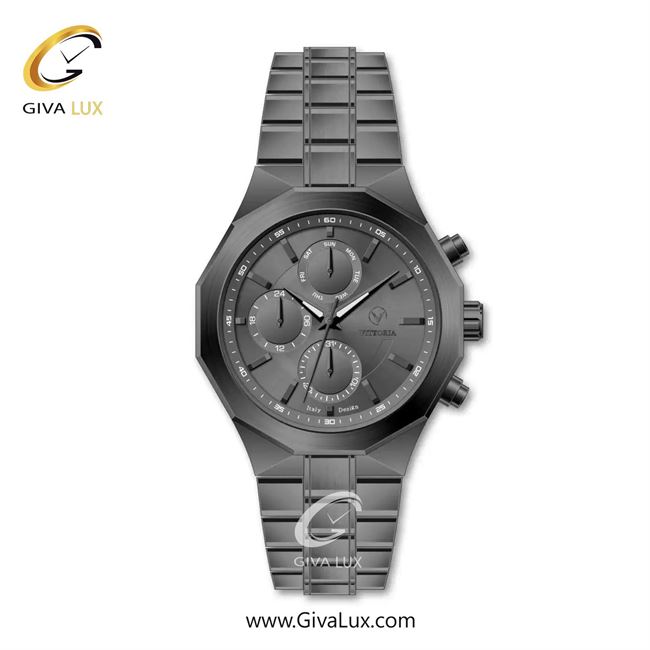 ساعت مچی اورجینال مردانه ویتوریا | Vittoria سه موتوره فول تایم تیتانیوم | تیتانیوم(زغالی)| دودی|تیتانیوم| کد رفرنس VT3469