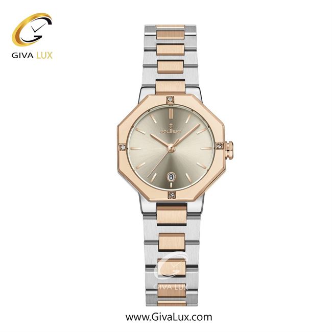 ساعت مچی اورجینال زنانه کلبرت COLBERT رزگلد | نقره ای-رزگلد| خاکی| کد رفرنس 0347L
