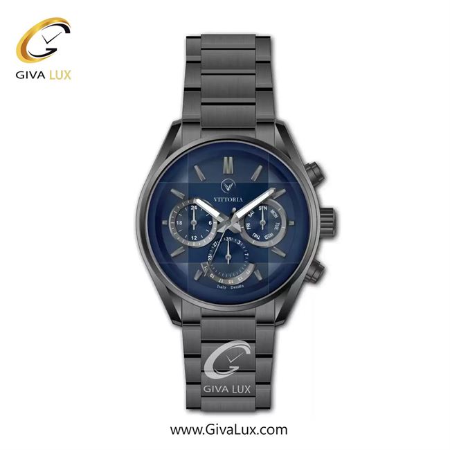 ساعت مچی اورجینال مردانه ویتوریا | Vittoria سه موتوره فول تایم تیتانیوم | تیتانیوم(زغالی)| سرمه ای| کد رفرنس VT3470