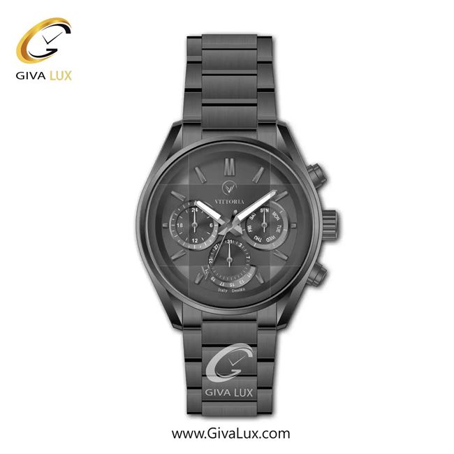 ساعت مچی اورجینال مردانه ویتوریا | Vittoria سه موتوره فول تایم تیتانیوم | تیتانیوم(زغالی)| دودی|تیتانیوم| کد رفرنس VT3470