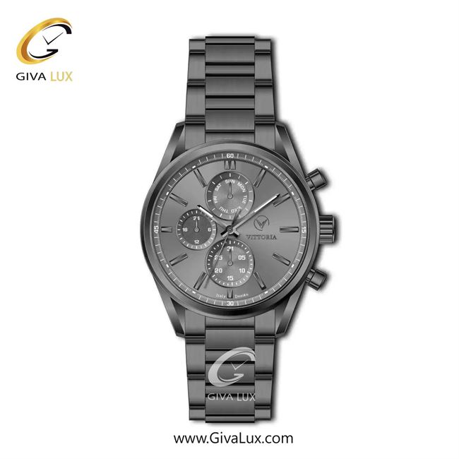 ساعت مچی اورجینال مردانه ویتوریا | Vittoria سه موتوره فول تایم تیتانیوم | تیتانیوم(زغالی)| دودی|تیتانیوم| کد رفرنس VT3471
