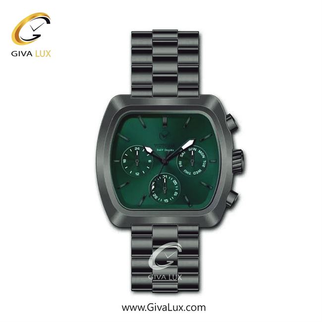 ساعت مچی اورجینال مردانه ویتوریا | Vittoria سه موتوره فول تایم تیتانیوم | تیتانیوم(زغالی)| سبز یشمی تیره| کد رفرنس VT3473