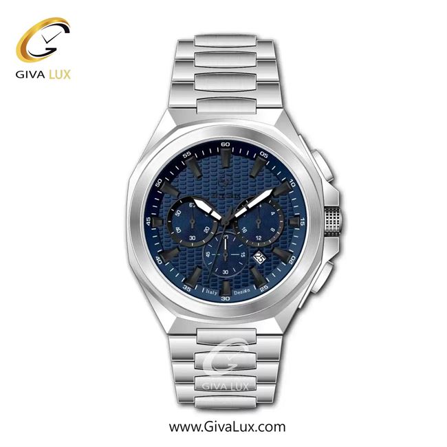 ساعت مچی اورجینال مردانه ویتوریا | Vittoria سه موتوره کرنوگراف نقره ای | نقره ای| سرمه ای| کد رفرنس VT3474