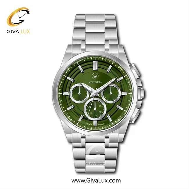 ساعت مچی اورجینال مردانه ویتوریا | Vittoria سه موتوره فول تایم نقره ای | نقره ای| زیتونی| کد رفرنس VT3475
