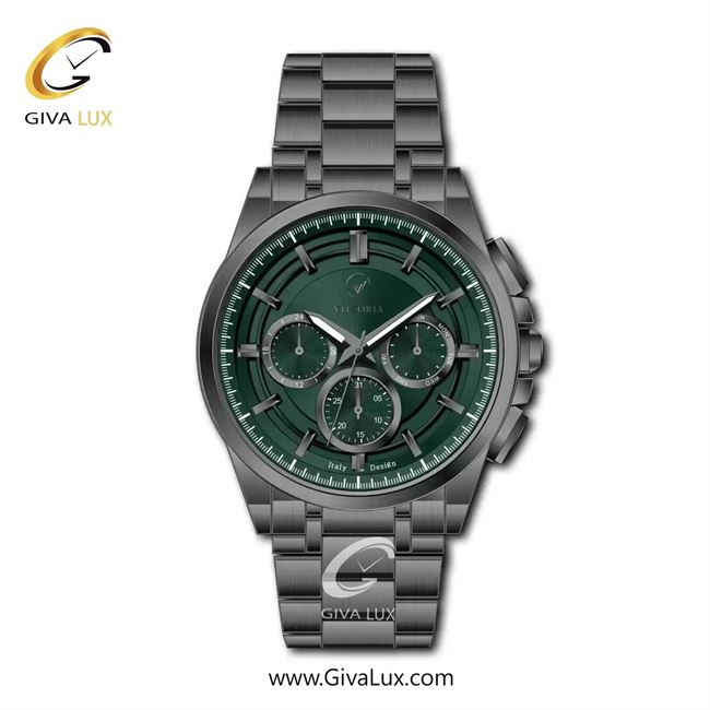 ساعت مچی اورجینال مردانه ویتوریا | Vittoria سه موتوره فول تایم تیتانیوم | تیتانیوم(زغالی)| سبز یشمی تیره| کد رفرنس VT3475