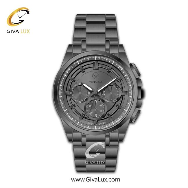 ساعت مچی اورجینال مردانه ویتوریا | Vittoria سه موتوره فول تایم تیتانیوم | تیتانیوم(زغالی)| دودی|تیتانیوم| کد رفرنس VT3475