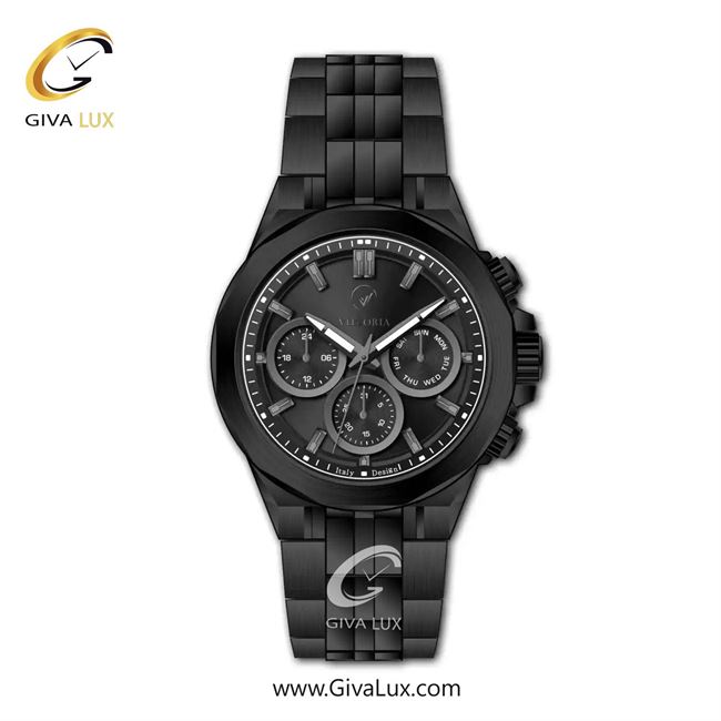 ساعت مچی اورجینال مردانه ویتوریا | Vittoria سه موتوره فول تایم مشکی | مشکی| مشکی| کد رفرنس VT3476